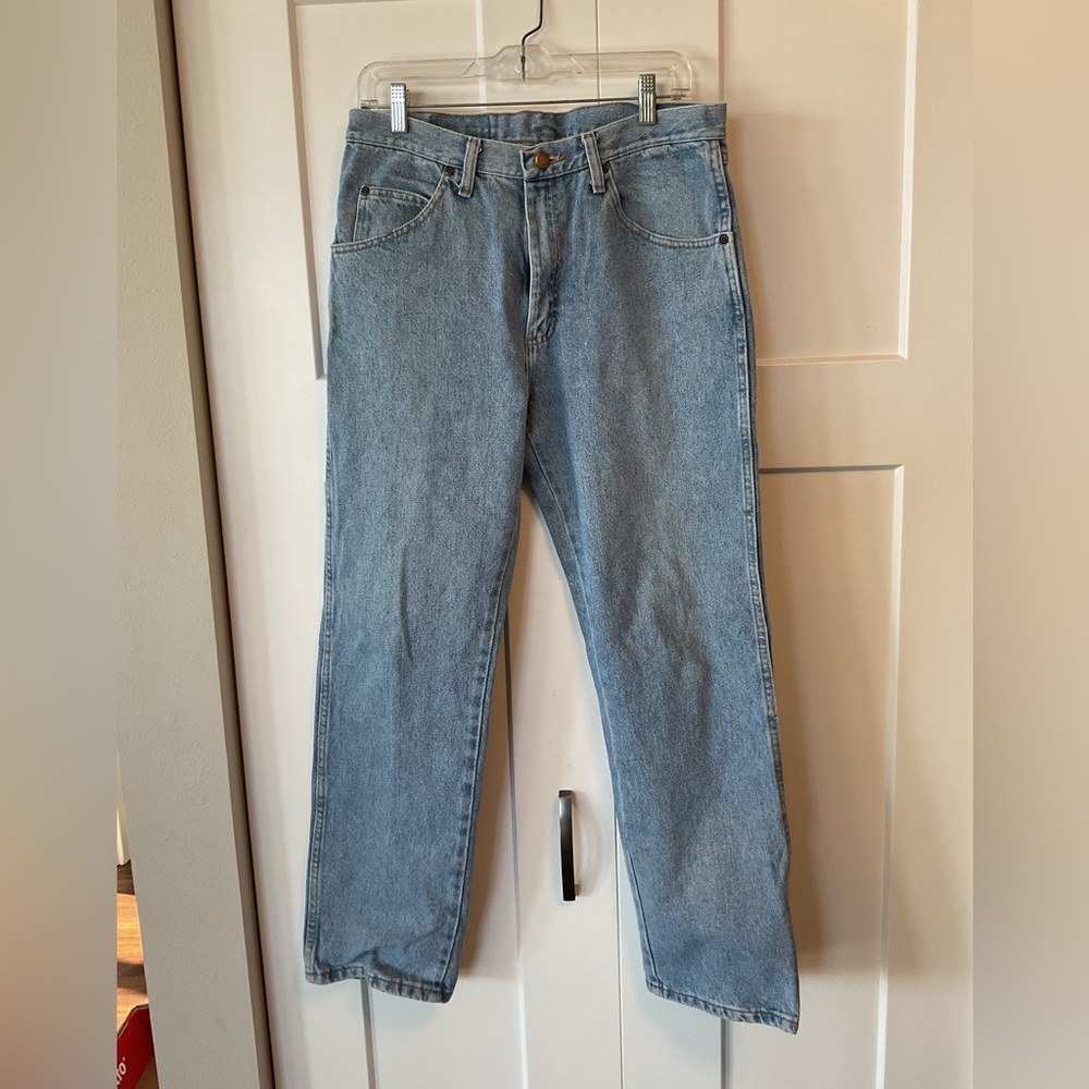VINTAGE 90s Men’s Wrangler Light Blue Denim Pants - Picture 2 of 8